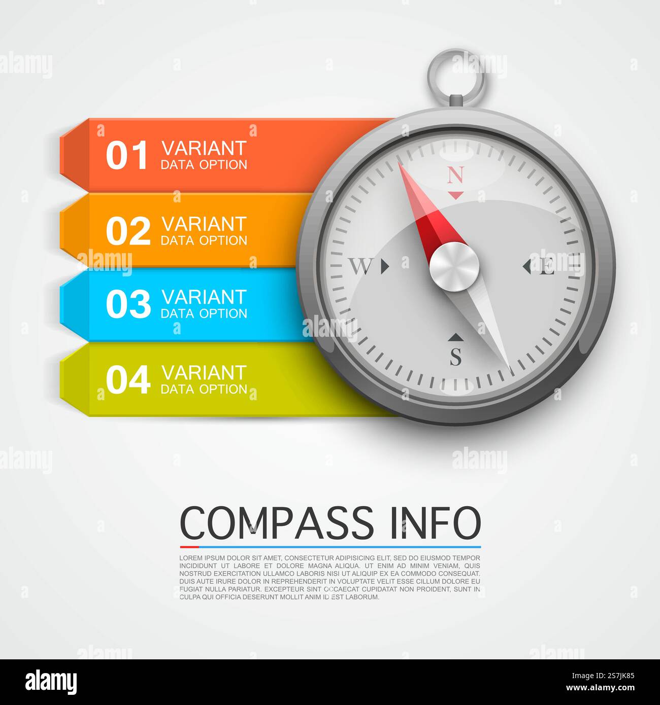 Flèche d'informations sur la boussole. Infographie clé, flèche d'information de navigation. Illustration vectorielle Illustration de Vecteur