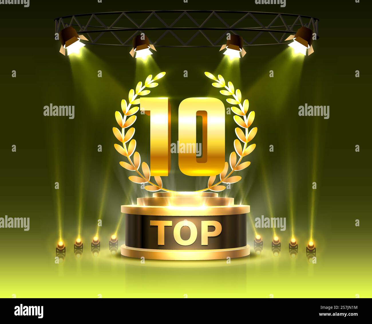 Affiche du prix du meilleur podium des 10 meilleures, objet doré. Illustration vectorielle Illustration de Vecteur