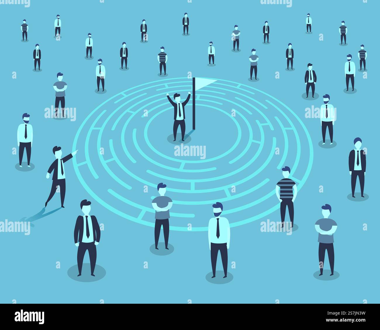 Les gens vont au but dans le labyrinthe. Illustration vectorielle Illustration de Vecteur