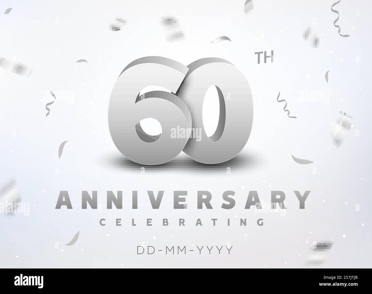 événement de célébration d'anniversaire de numéro d'argent de 60 ans. Conception de cérémonie de bannière anniversaire pour 60 ans.. événement de célébration d'anniversaire de numéro d'argent de 60 ans. Conception de cérémonie de bannière anniversaire pour l'âge de 60 ans Illustration de Vecteur