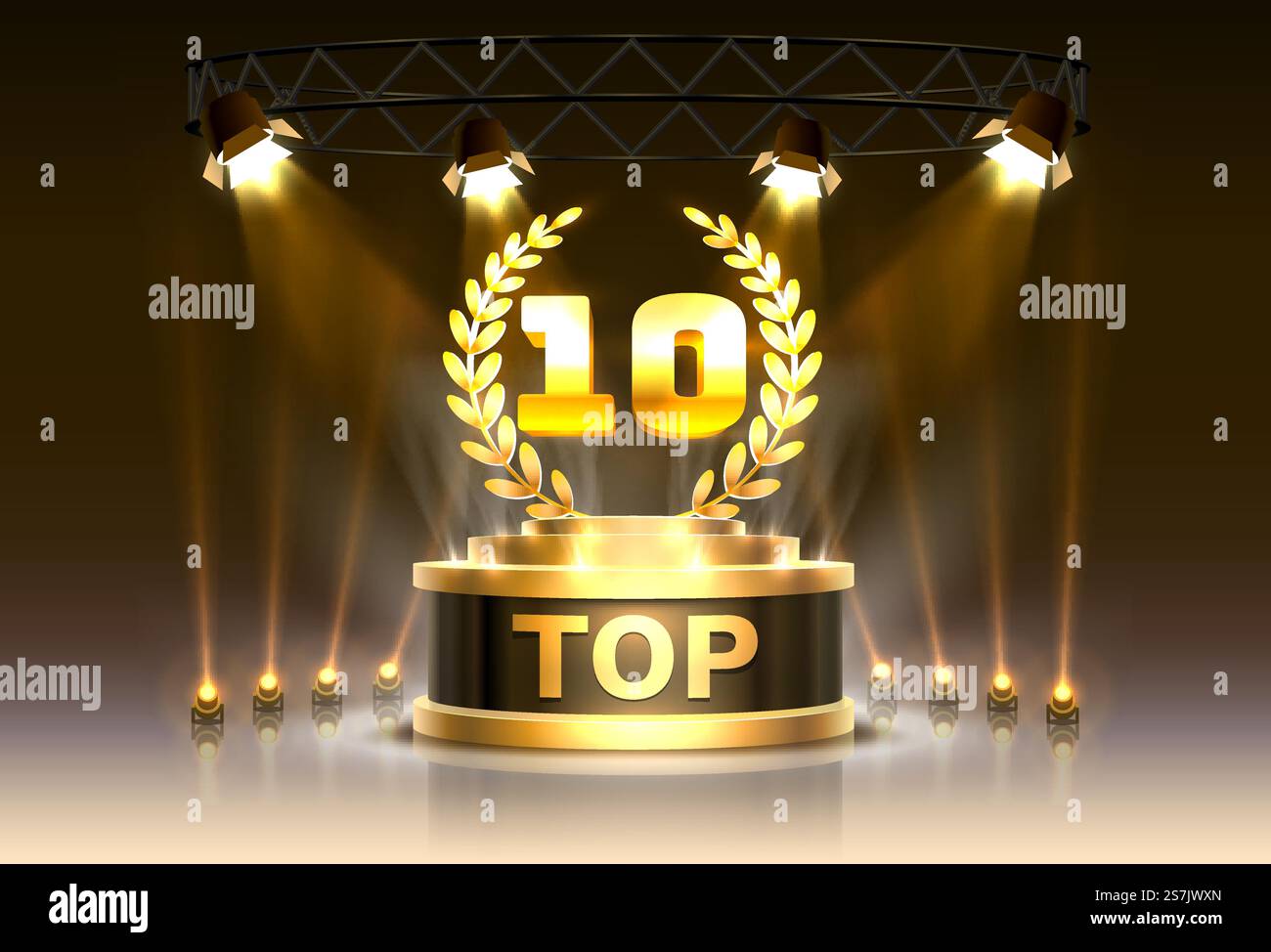 Affiche du prix du meilleur podium des 10 meilleures, objet doré. Illustration vectorielle Illustration de Vecteur