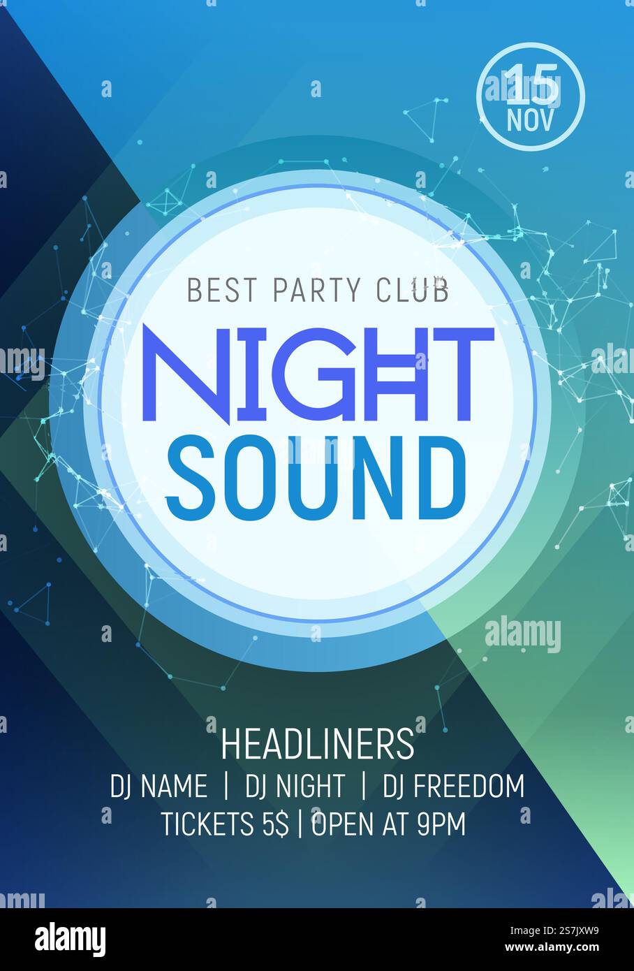 Modèle d'affiche de soirée musicale de soirée de danse électro. Invitation à un événement de fête de disco de concert de style électro.. Modèle d'affiche de soirée musicale de soirée de danse électro. Invitation à un concert de discothèque de style électro Illustration de Vecteur