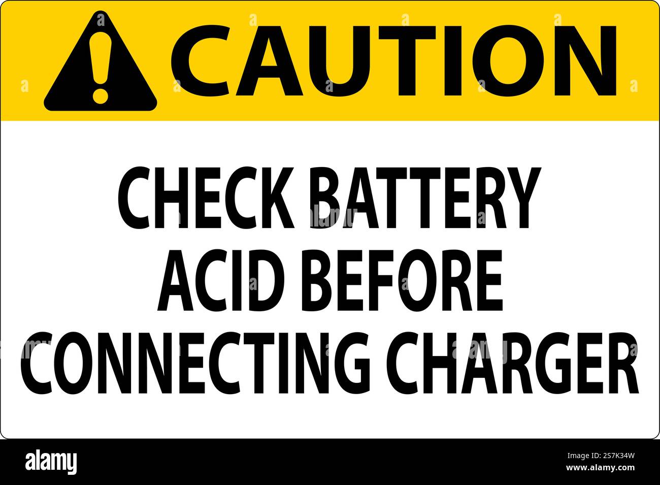 Avertissement Vérifiez l'acide de la batterie avant de brancher le chargeur Illustration de Vecteur