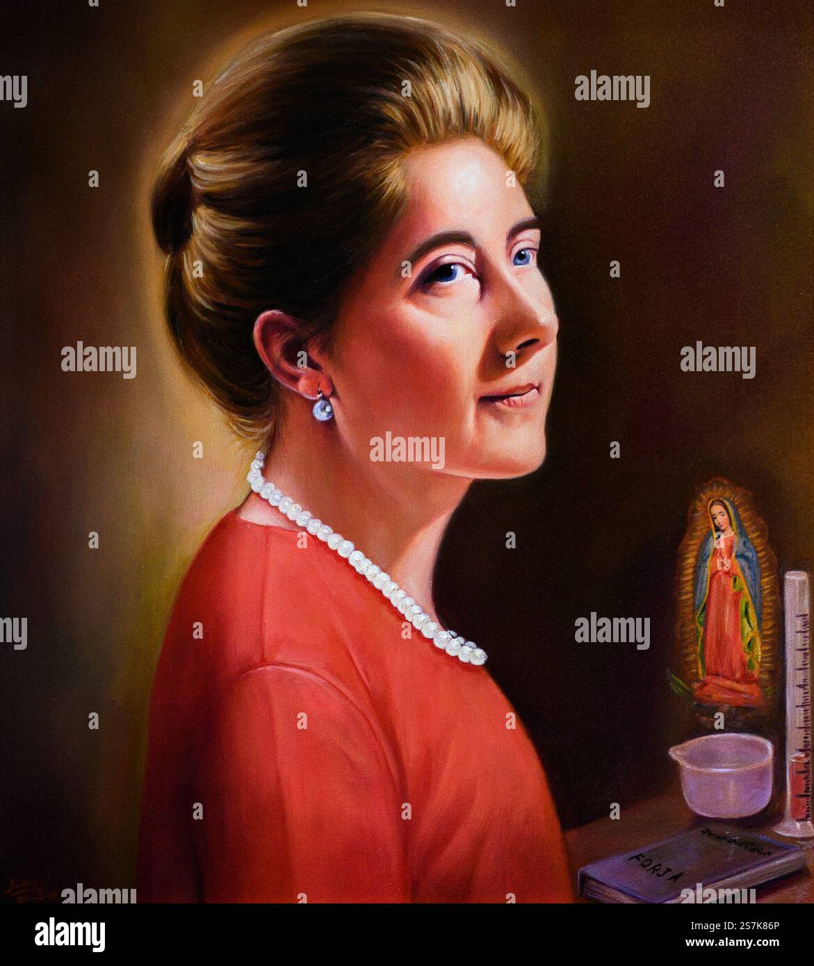 Bienheureuse Guadalupe Ortiz de Landázuri. Une peinture dans l'église Saint-Pierre (Peterskirche) à Vienne, Autriche. Elle est béatifiée le 18 mai 2019. Banque D'Images