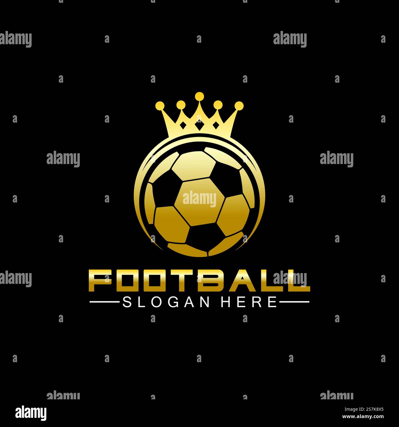 Logo King de football doré de qualité supérieure sur fond noir isolé Illustration de Vecteur