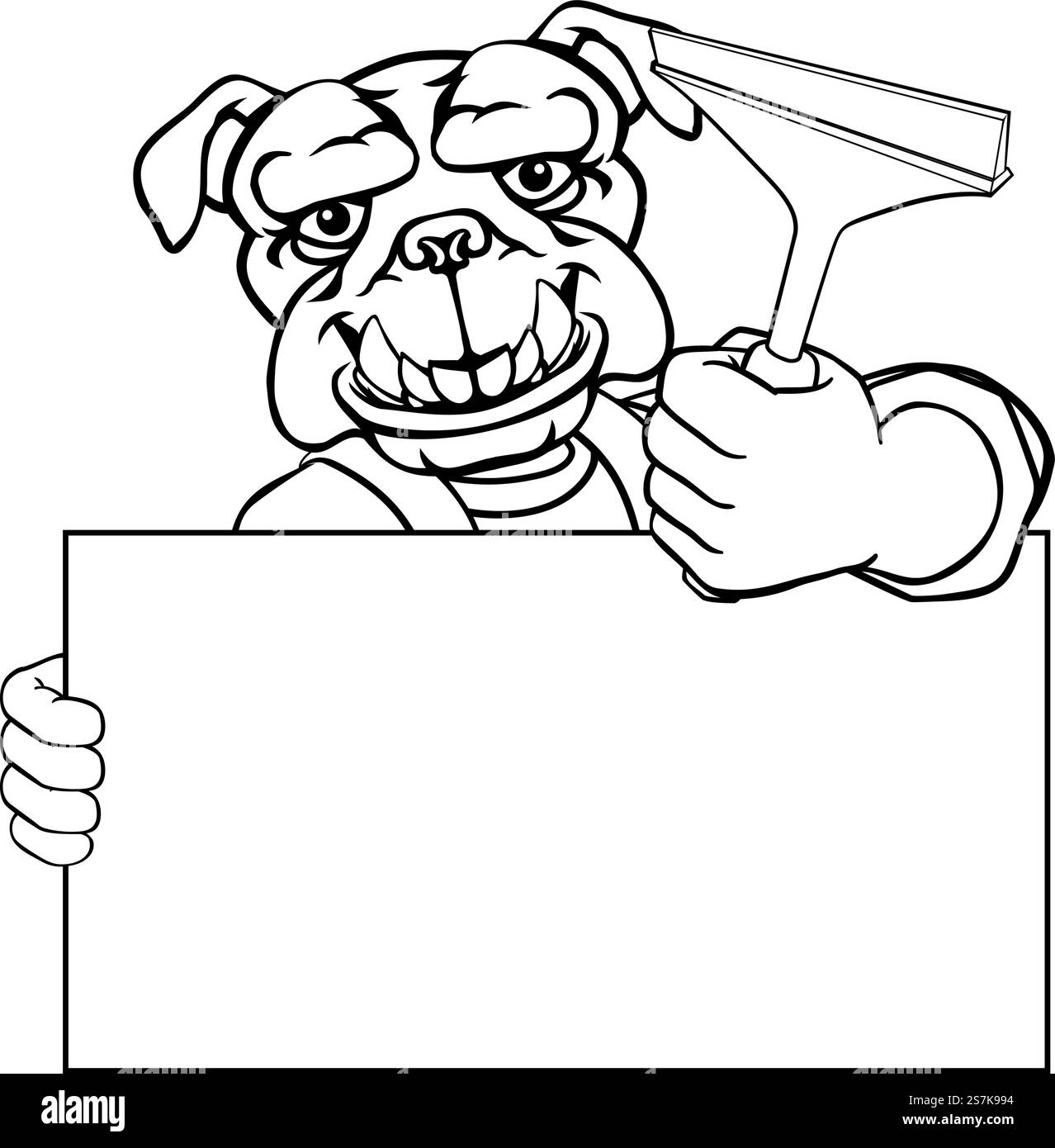 Nettoyant pour vitres Bulldog car Wash Cleaning Mascot Illustration de Vecteur