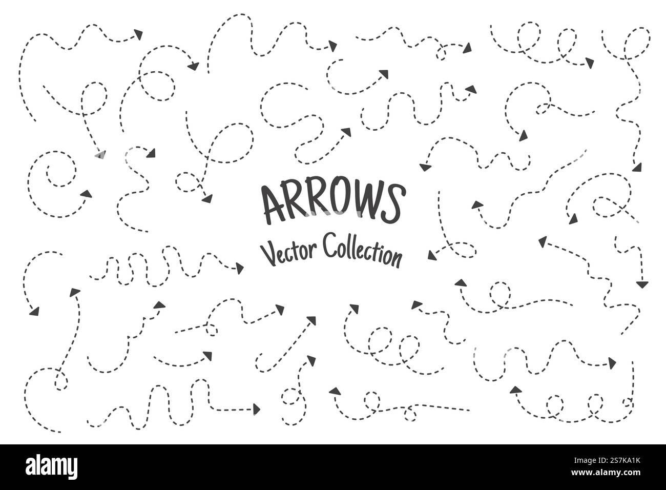 Conception de rayures de flèche zigzag avec des lignes pointillées sur des lignes de grille isolées sur fond blanc Illustration de Vecteur