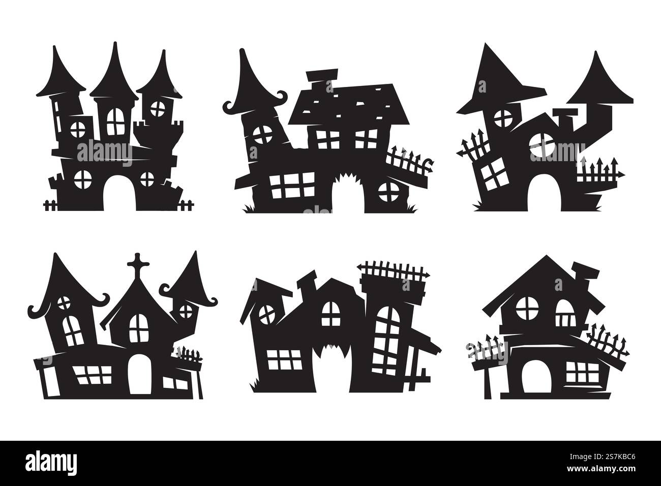 Vecteur de maison fantôme. Silhouette de château fantôme pour décorer des cartes d'Halloween Illustration de Vecteur