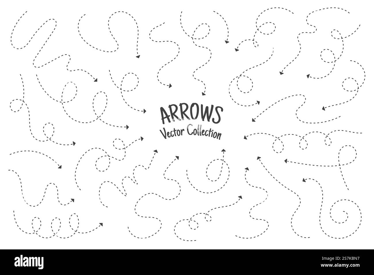 Conception de rayures de flèche zigzag avec des lignes pointillées sur des lignes de grille isolées sur fond blanc Illustration de Vecteur