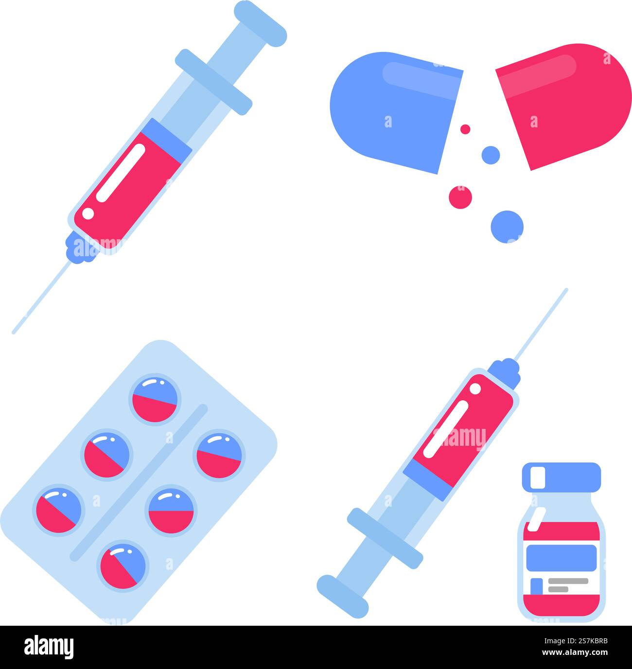 Icônes de vaccins et de médicaments pour aider les patients à concevoir la prévention de nouvelles souches de virus Illustration de Vecteur