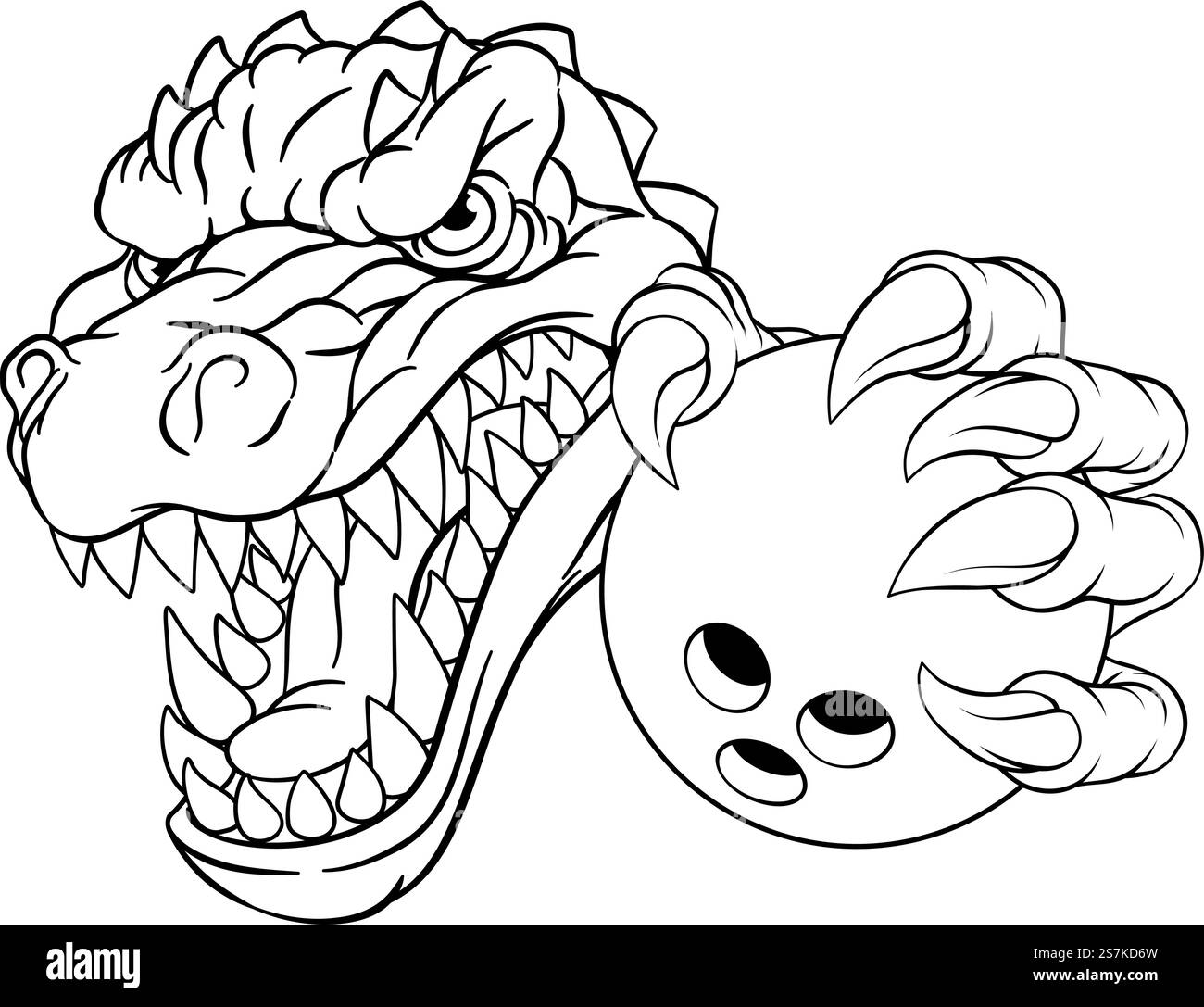 Crocodile Dinosaur Alligator Bowling Mascot Sports Illustration de Vecteur