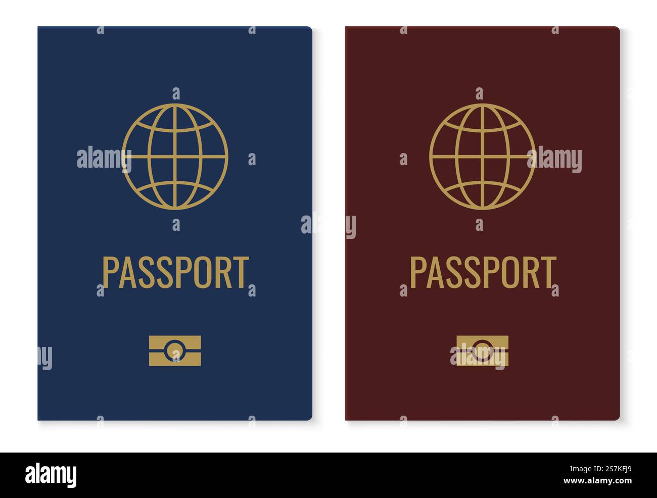 Couvertures de passeport avec carte. Document d'identification international rouge et bleu réaliste, pièce d'identité officielle citoyenne avec globe doré. Vecteur isolé sur des éléments blancs. Couvertures de passeport avec carte. Document d'identification international rouge et bleu réaliste, carte d'identité citoyenne avec globe d'or. Eléments isolés vectoriels Illustration de Vecteur