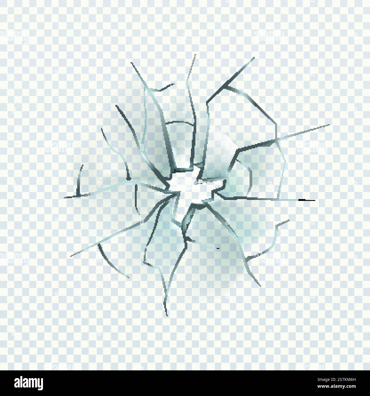 Verre brisé. Effet fissuré réaliste, trou de destruction, pare-brise ou fenêtre endommagé, miroir brisé, illustration en gros plan vectoriel isolé sur fond transparent. Verre brisé. Effet fissuré réaliste, trou de destruction, fenêtre d'endommagement, miroir brisé, illustration vectorielle isolée sur fond transparent Illustration de Vecteur