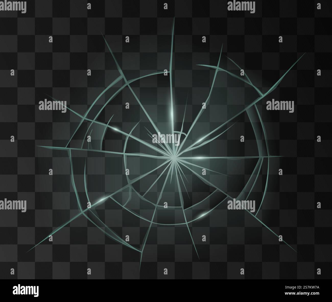 Surface en verre transparent cassée. Miroir brisé par fissure réaliste ou trou de balle sur une vitre ou un accident de pare-brise. illustration vectorielle 3d. Surface en verre transparent cassée. Miroir brisé par fissure réaliste ou trou de balle sur la vitre Illustration de Vecteur