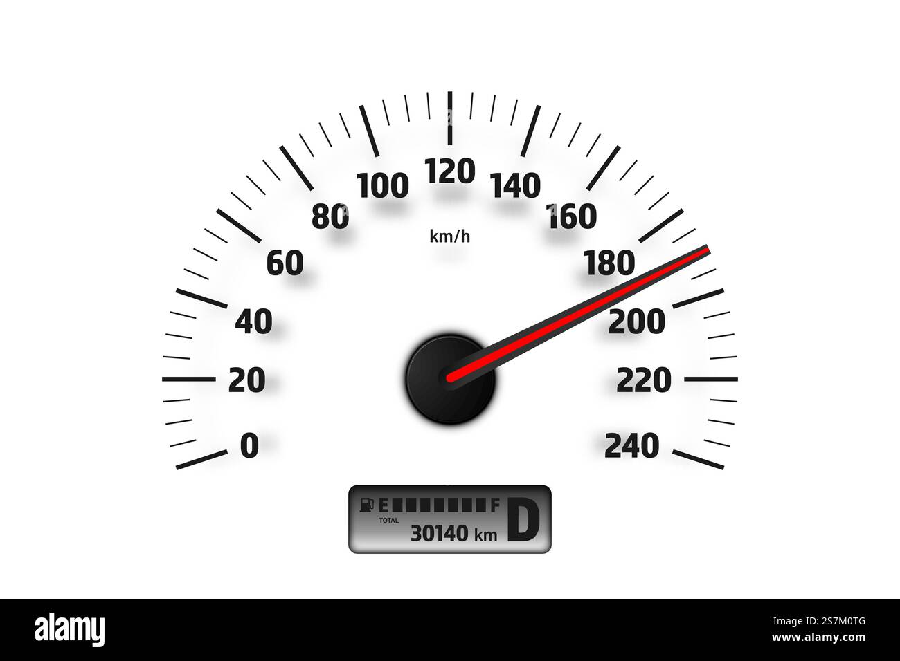 Compteur de vitesse réaliste isolé sur fond blanc. avec voiture de sport avec compteur de vitesse rapide. Fond de vitesse de course Illustration de Vecteur