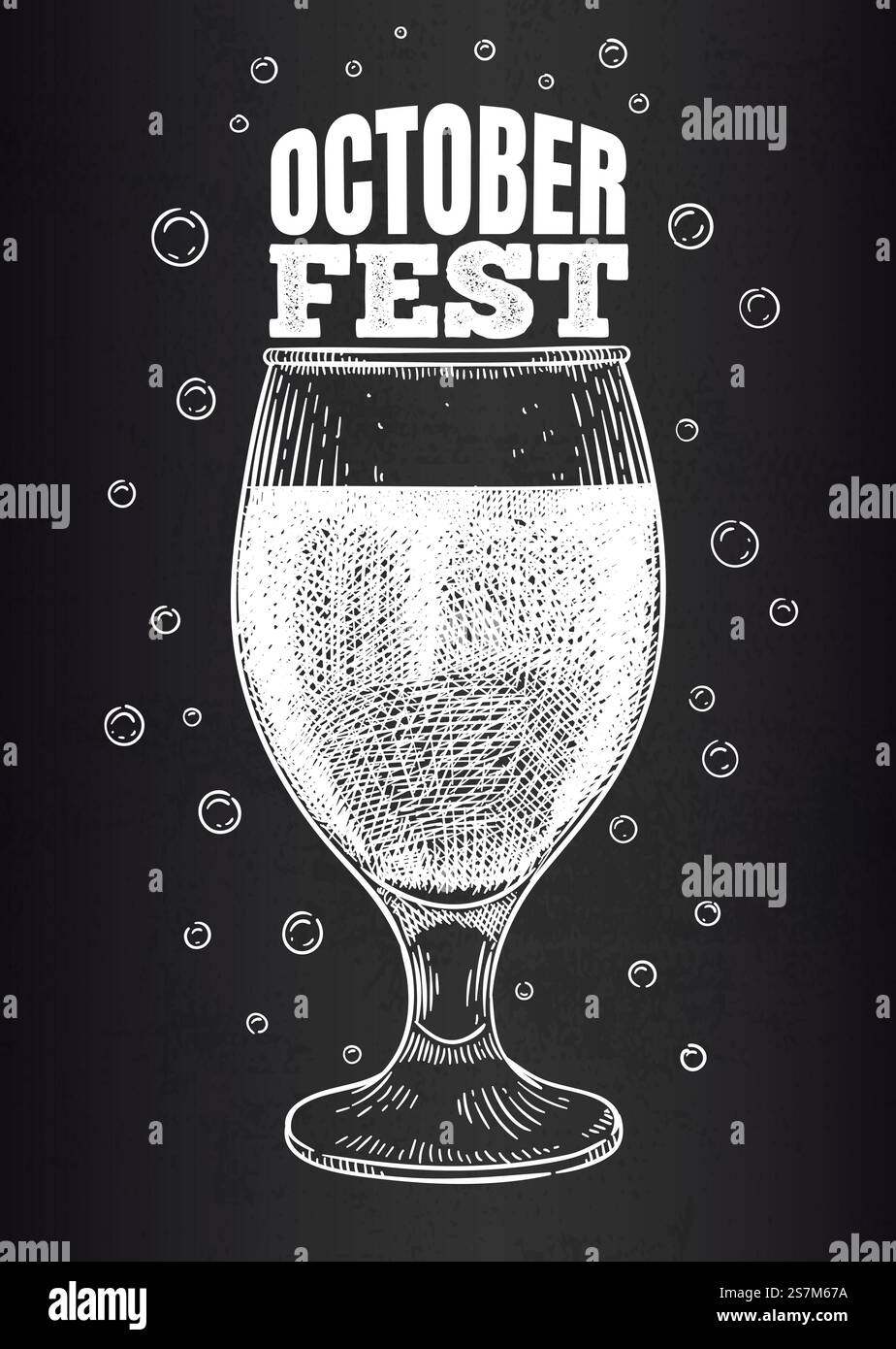 Fond de l'Oktoberfest. Fête de la bière traditionnelle, lettrage de vacances allemand avec tasse en verre, affiche vectorielle. Affiche de festival avec bière en verre. Fond de l'Oktoberfest. Fête de la bière traditionnelle, lettrage de vacances allemand avec tasse en verre, affiche vectorielle Illustration de Vecteur
