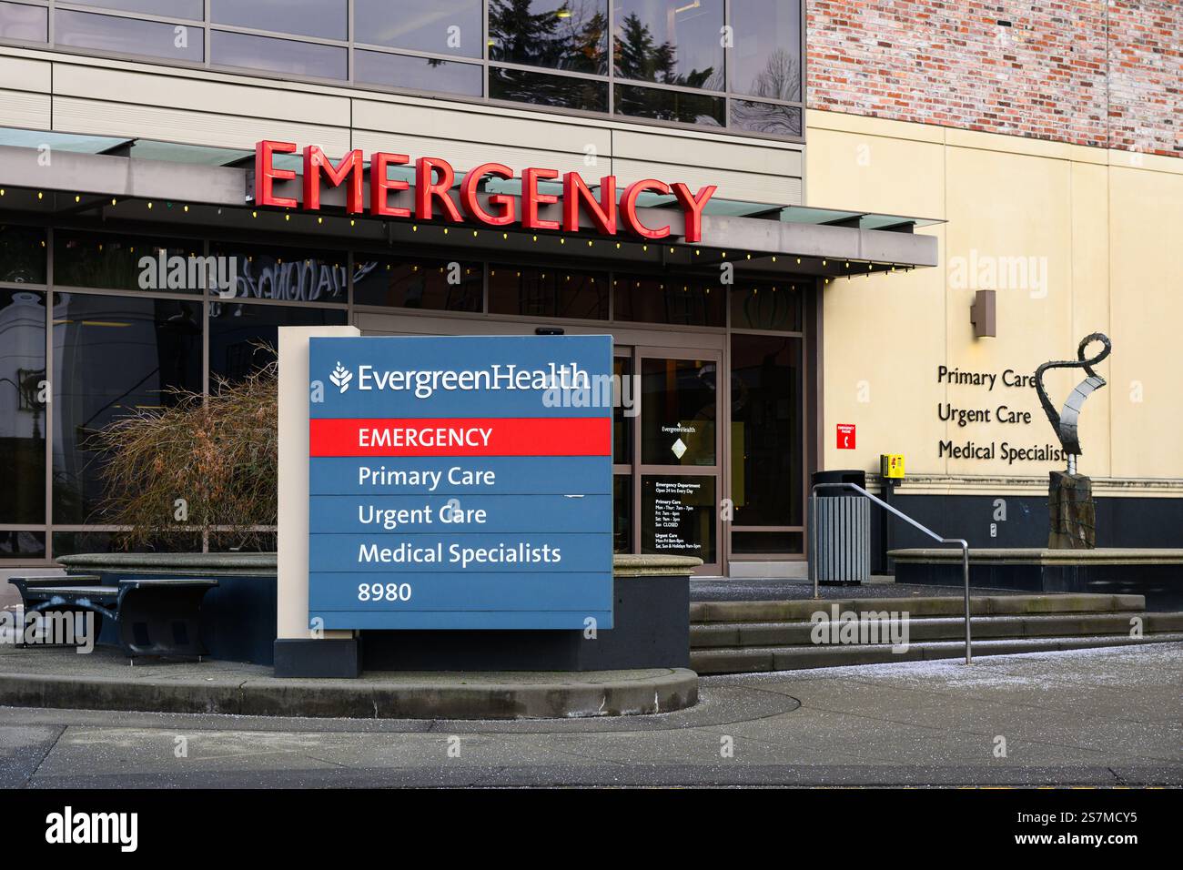 Redmond, WA, États-Unis - 18 janvier 2025 ; signez pour Evergreen Health Emergency and Care Facilities au Redmond Medical Center Banque D'Images