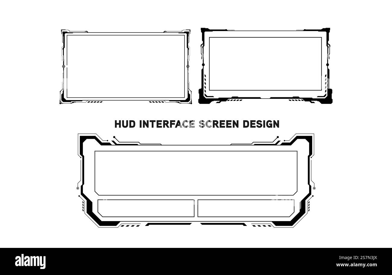 Conception d'écran d'interface HUD futuriste. Titres des légendes numériques. Ensemble d'éléments d'écran d'interface utilisateur futuriste de l'interface utilisateur de l'interface utilisateur HUD. Ecran high tech pour jeu vidéo. Conception du concept SCI-fi. Illustration de Vecteur