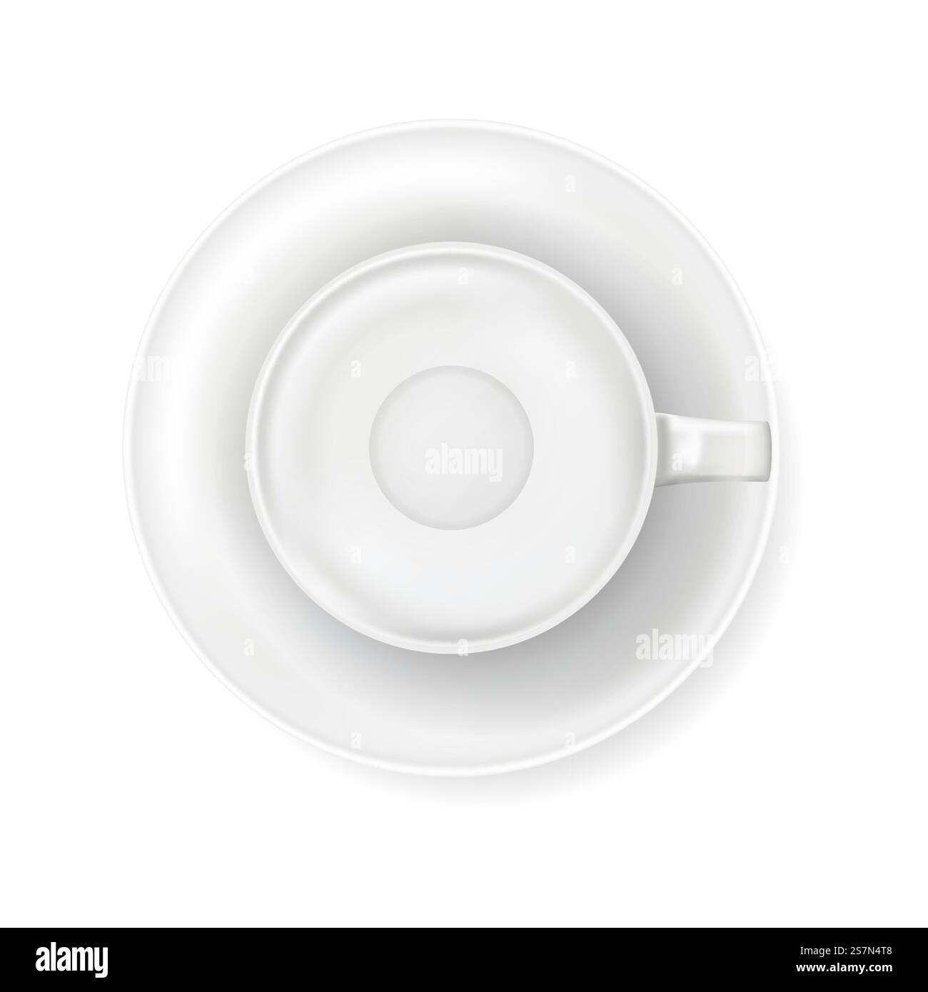 Vue de dessus à la tasse à café vide blanche sur l'assiette. Illustration vectorielle réaliste de tasse de boisson chaude vierge. Maquette de modèle de conception pour le menu de café ou la présentation de produit .. Vue de dessus à la tasse à café vide blanche sur l'assiette. Illustration vectorielle réaliste de tasse de boisson chaude vierge. Maquette de modèle de conception pour le menu de café ou la présentation de produit Illustration de Vecteur