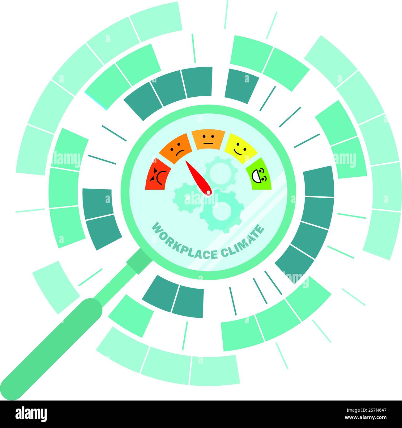 Indicateur du sentiment des employés avec loupe Illustration de Vecteur