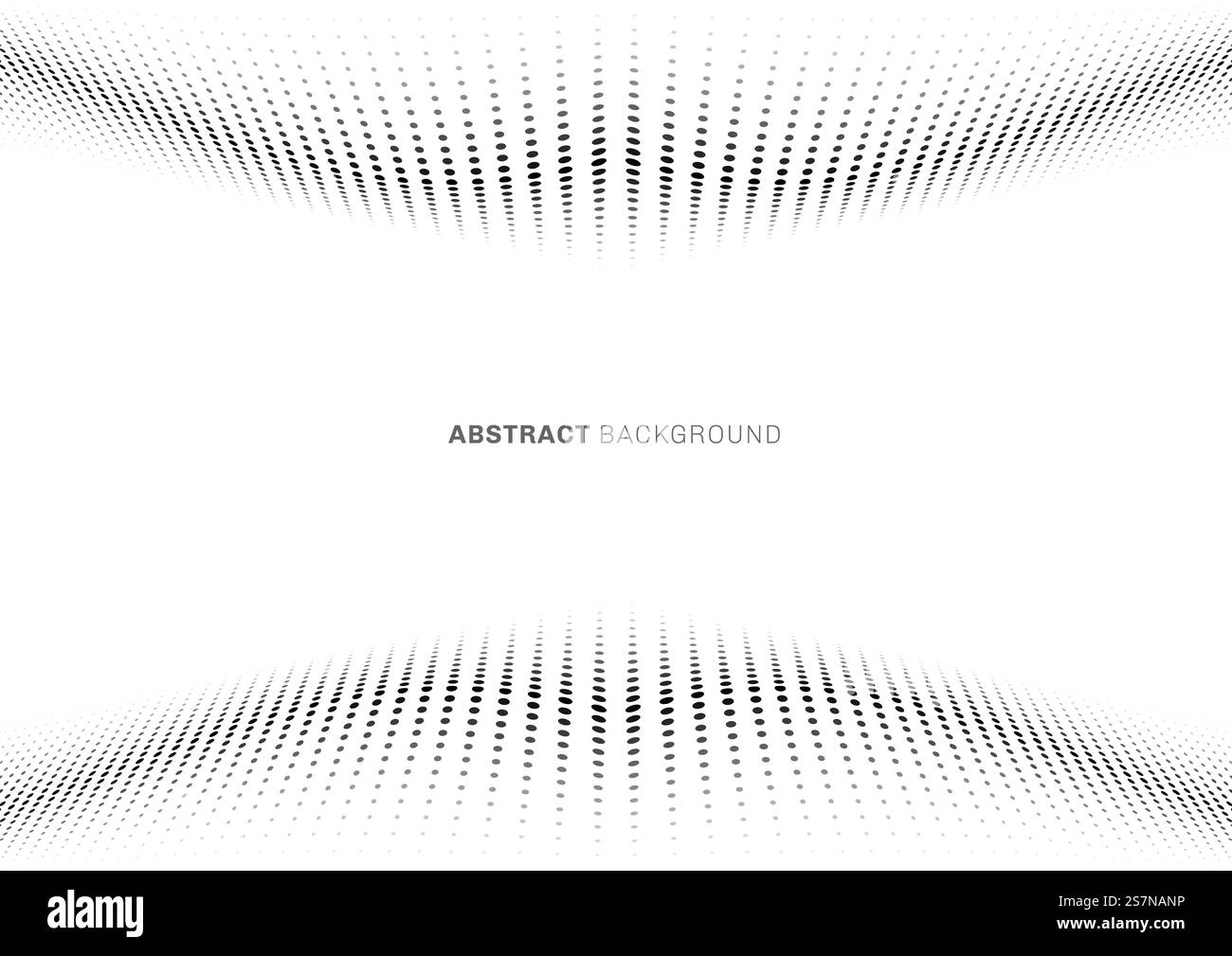 Perspective de style demi-teinte de motif d'onde de point noir abstrait sur fond blanc. Illustration vectorielle Illustration de Vecteur