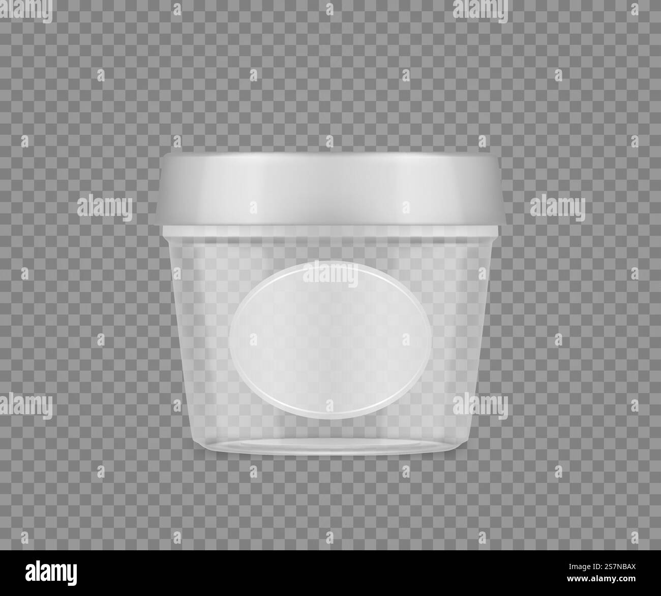 Maquette de seau transparente avec étiquette pour mayonnaise, fromage, crème glacée, yaourt. Conception d'emballage en plastique vide. Modèle vierge de récipient de beauté ou de produit alimentaire. illustration vectorielle 3d. Maquette de seau transparente avec étiquette pour mayonnaise, fromage, crème glacée, yaourt Illustration de Vecteur
