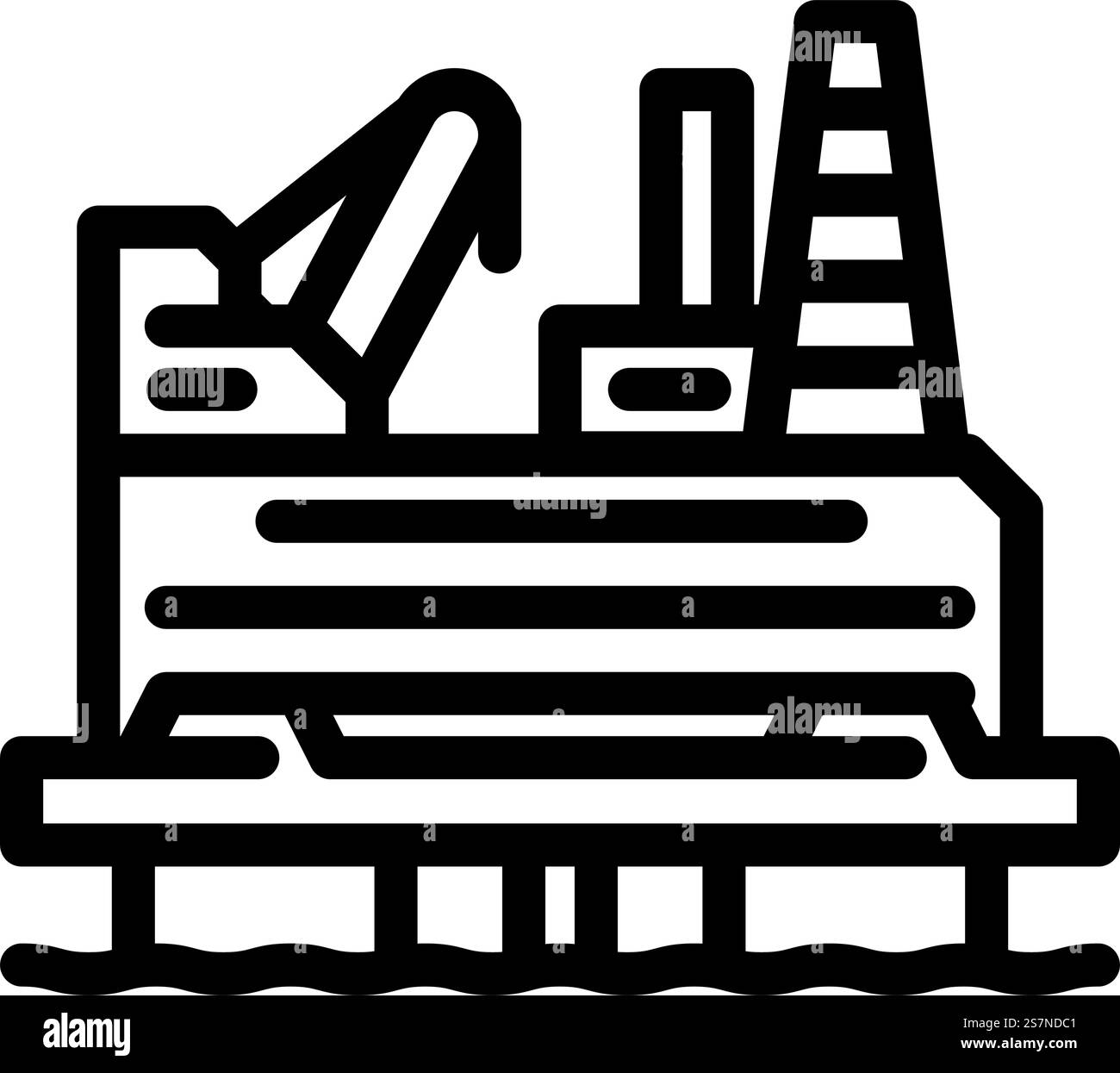 vecteur d'icône de ligne d'ingénieur pétrolier de plate-forme de plate-forme pétrolière. panneau d'ingénieur pétrolier pour plate-forme de plate-forme pétrolière. illustration noire du symbole de contour isolé. illustration vectorielle d'icône de ligne d'ingénieur pétrolier de plate-forme de plate-forme pétrolière Illustration de Vecteur
