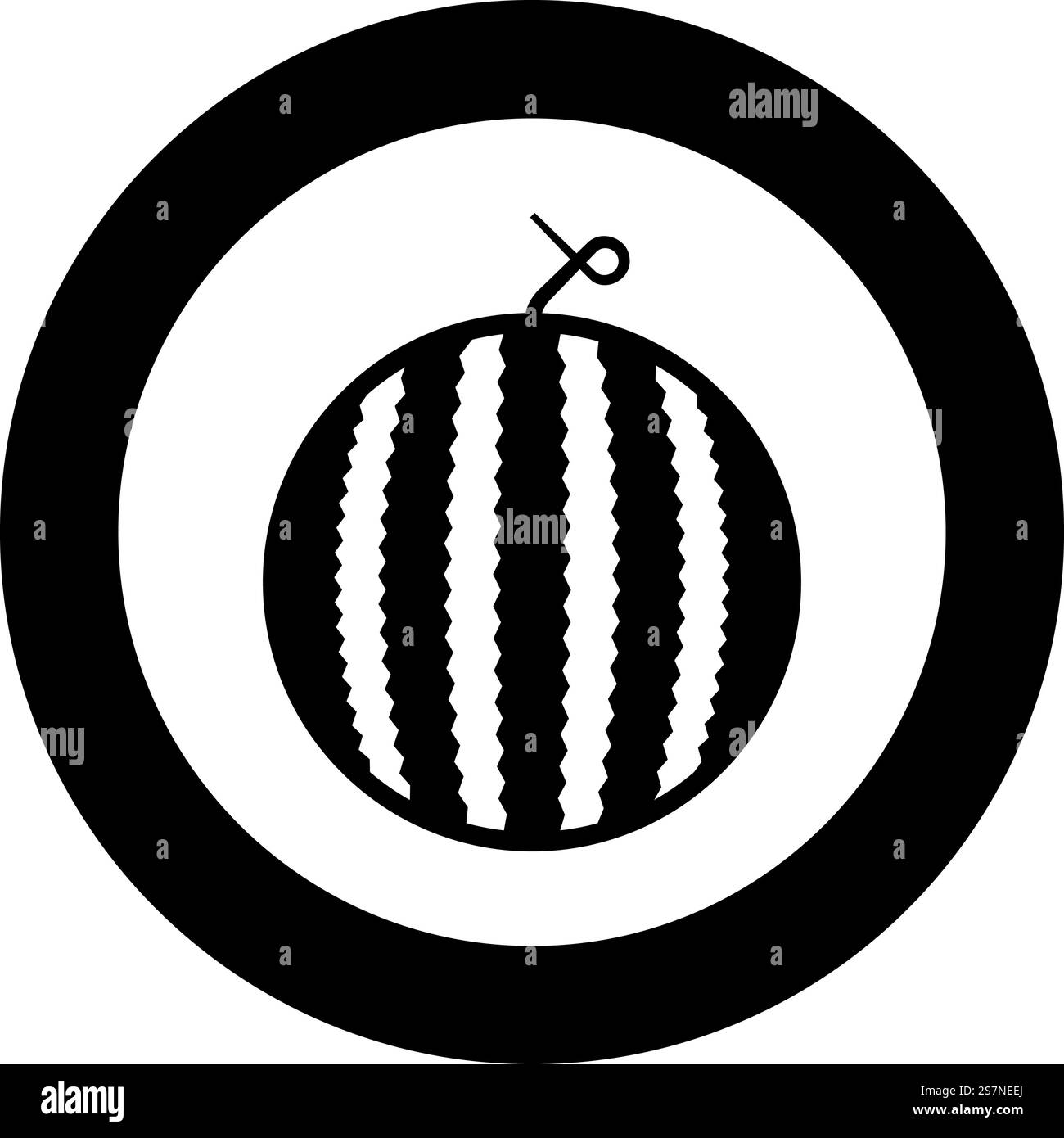 Icône de dessert de nourriture d'été de fruits mûrs de pastèque en cercle rond noir illustration vectorielle image de contour solide style simple. Icône de dessert de nourriture d'été de fruits mûrs de pastèque dans le cercle rond noir illustration vectorielle d'image d'image de contour solide Illustration de Vecteur