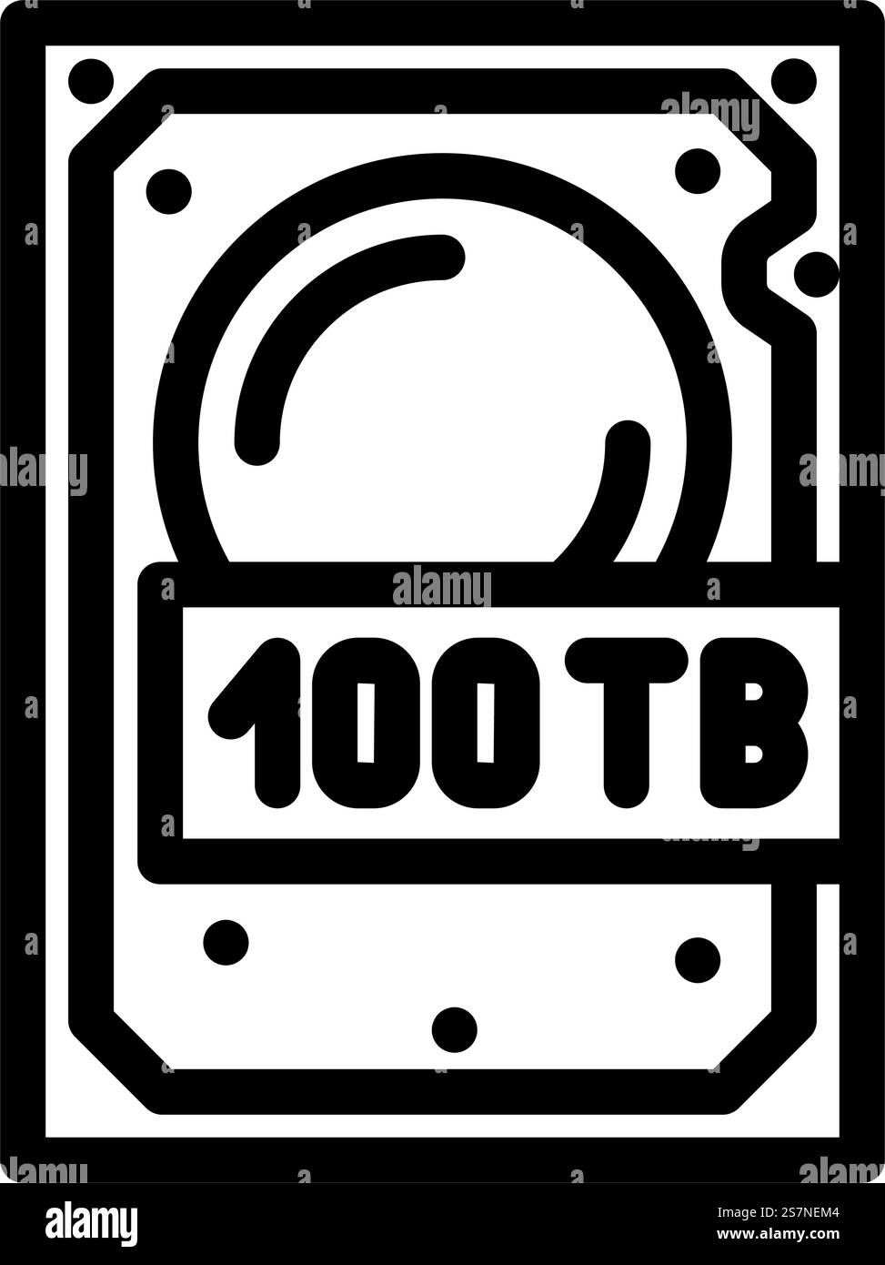 vecteur d'icône de ligne de technologie future de disque dur de 100 téraoctets. signe technologique du futur disque dur de 100 téraoctets. illustration noire du symbole de contour isolé. illustration vectorielle d'icône de ligne de technologie future de disque dur de 100 téraoctets Illustration de Vecteur