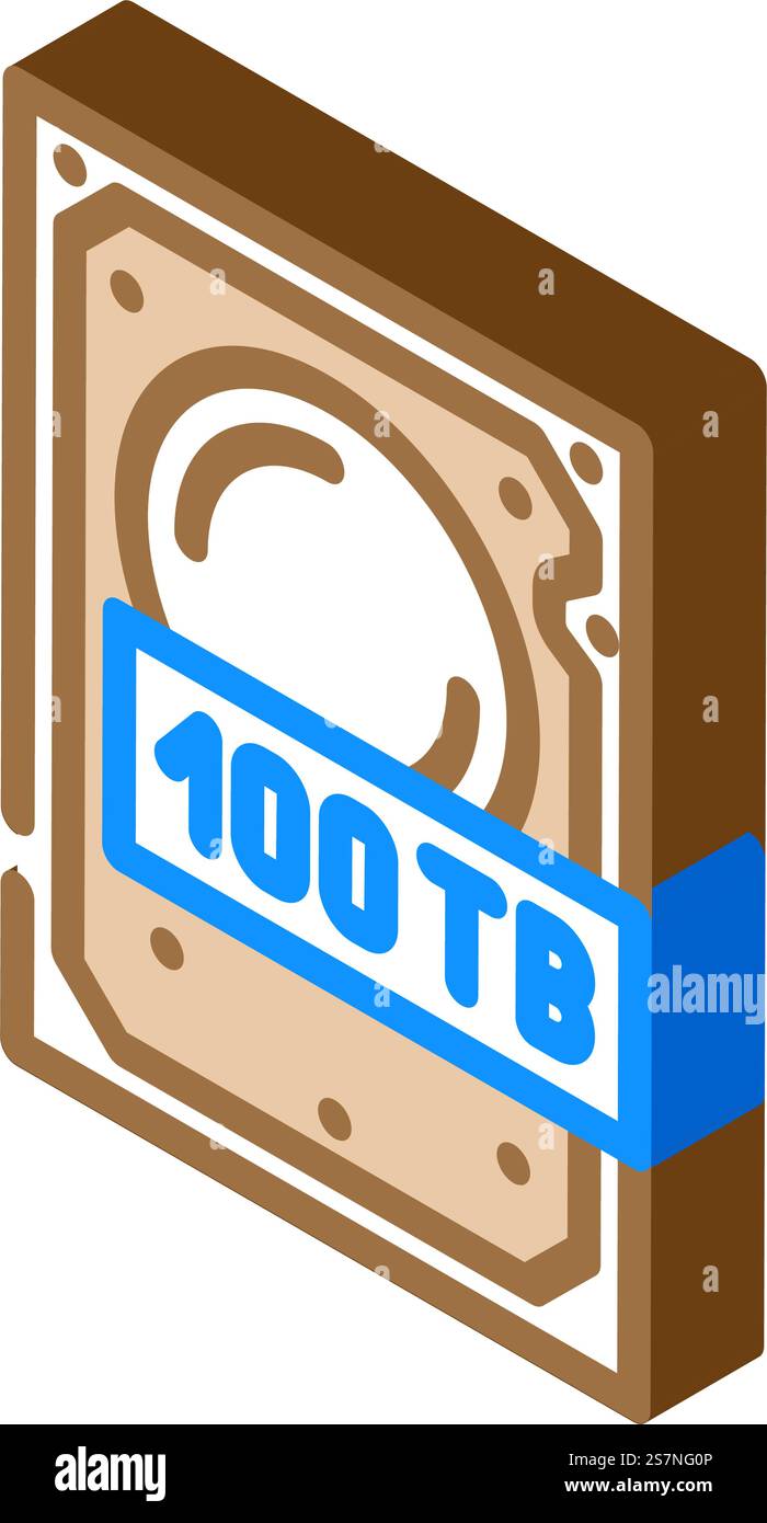 vecteur d'icône isométrique de technologie future de disque dur de 100 téraoctets. signe technologique du futur disque dur de 100 téraoctets. illustration de symbole isolé. illustration vectorielle d'icône isométrique du disque dur de 100 téraoctets future technologie Illustration de Vecteur