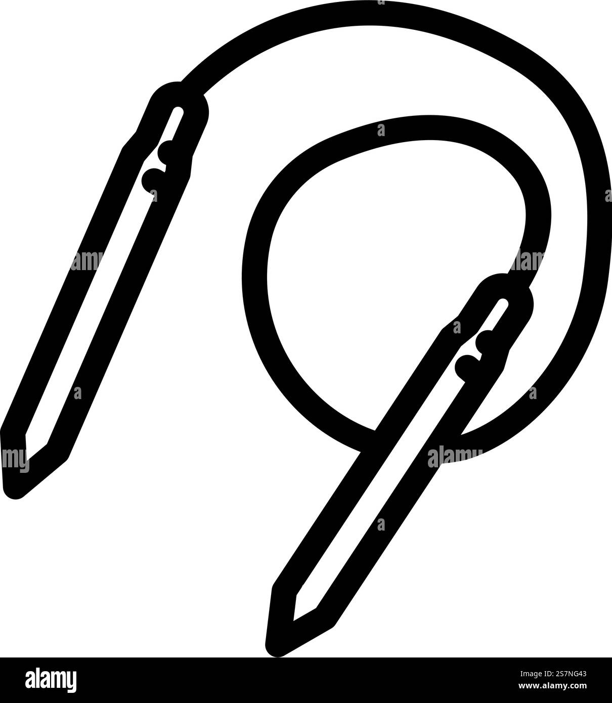 vecteur d'icône de ligne de laine de tricotage d'aiguille circulaire. enseigne de laine à tricoter à l'aiguille circulaire. illustration noire du symbole de contour isolé. illustration vectorielle d'icône de ligne de laine de tricotage d'aiguille circulaire Illustration de Vecteur