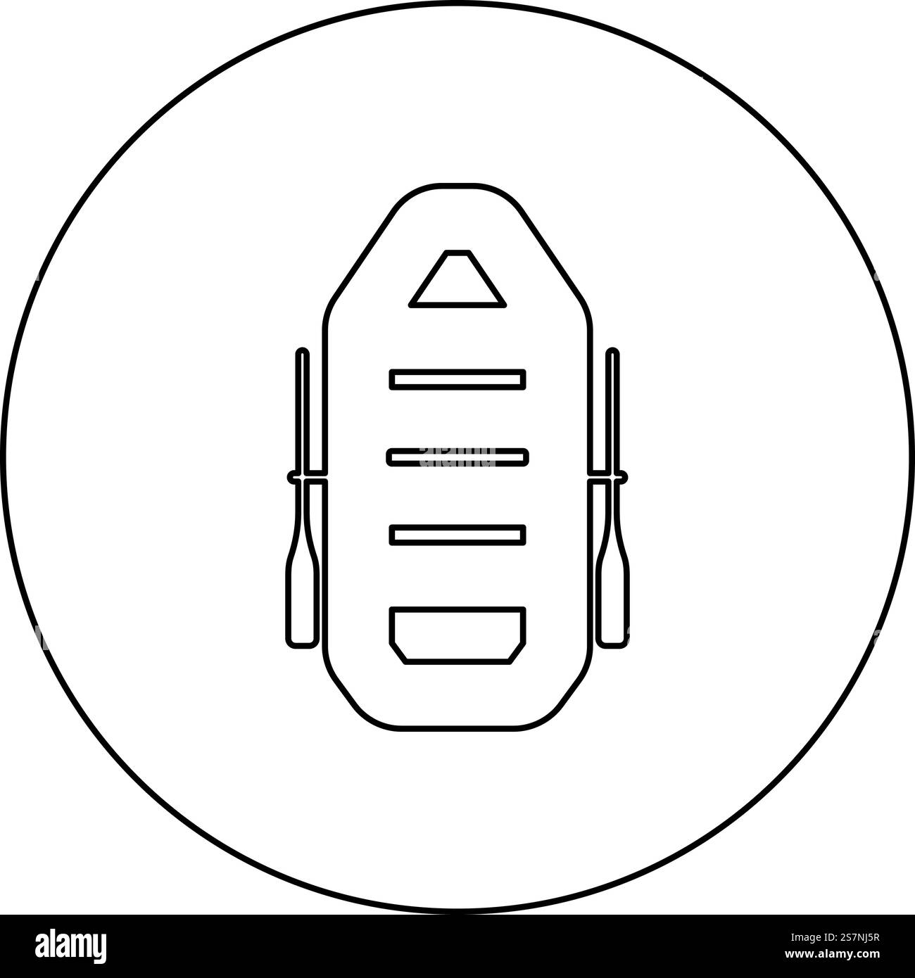 Bateau gonflable avec des pagaies Oars de voyage de l'eau sport de bateau de rivière de loisir d'heure d'été icône en cercle rond de vecteur de couleur noire illustration de contour de ligne de contour mince style simple. Bateau gonflable avec des pagaies Oars de voyage de l'eau sport de bateau de rivière de loisir de concept d'heure d'été dans le cercle rond noir illustration de vecteur de couleur d'image contour ligne mince style mince Illustration de Vecteur