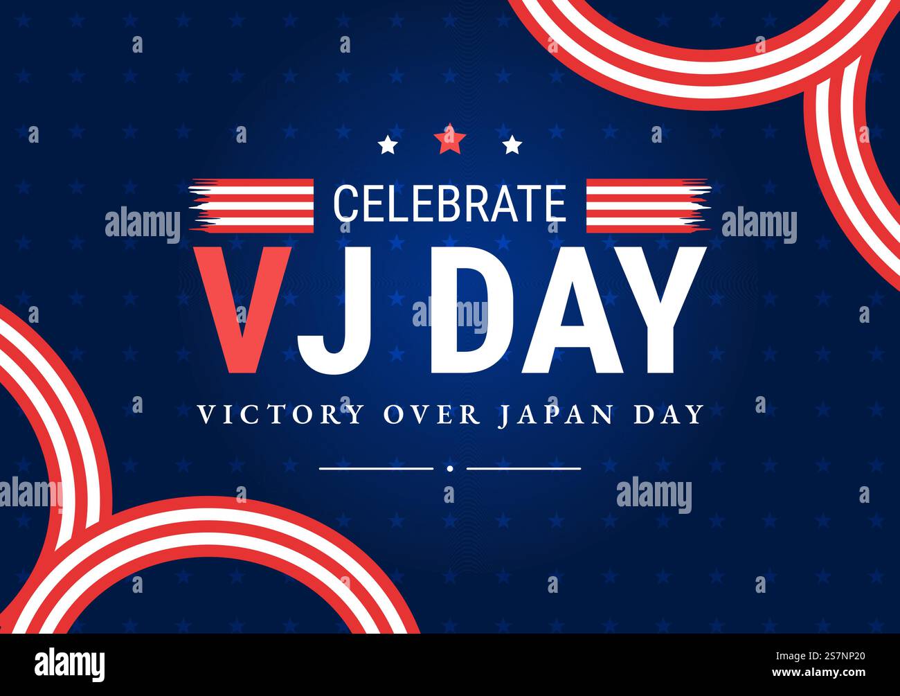 VJ victoire sur la fête du Japon Célébrez l'illustration vectorielle avec fond de drapeau des États-Unis dans le dessin animé plat à la main pour les modèles de page de destination Illustration de Vecteur