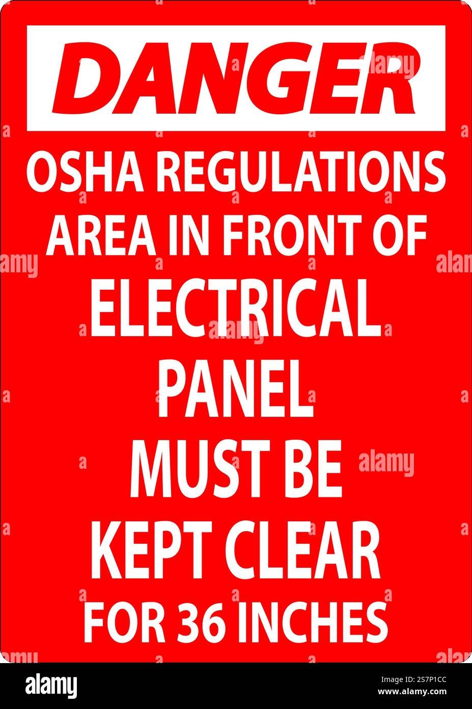 Panneau danger réglementations OSHA - la zone devant le panneau électrique doit être dégagée sur 36 pouces Illustration de Vecteur