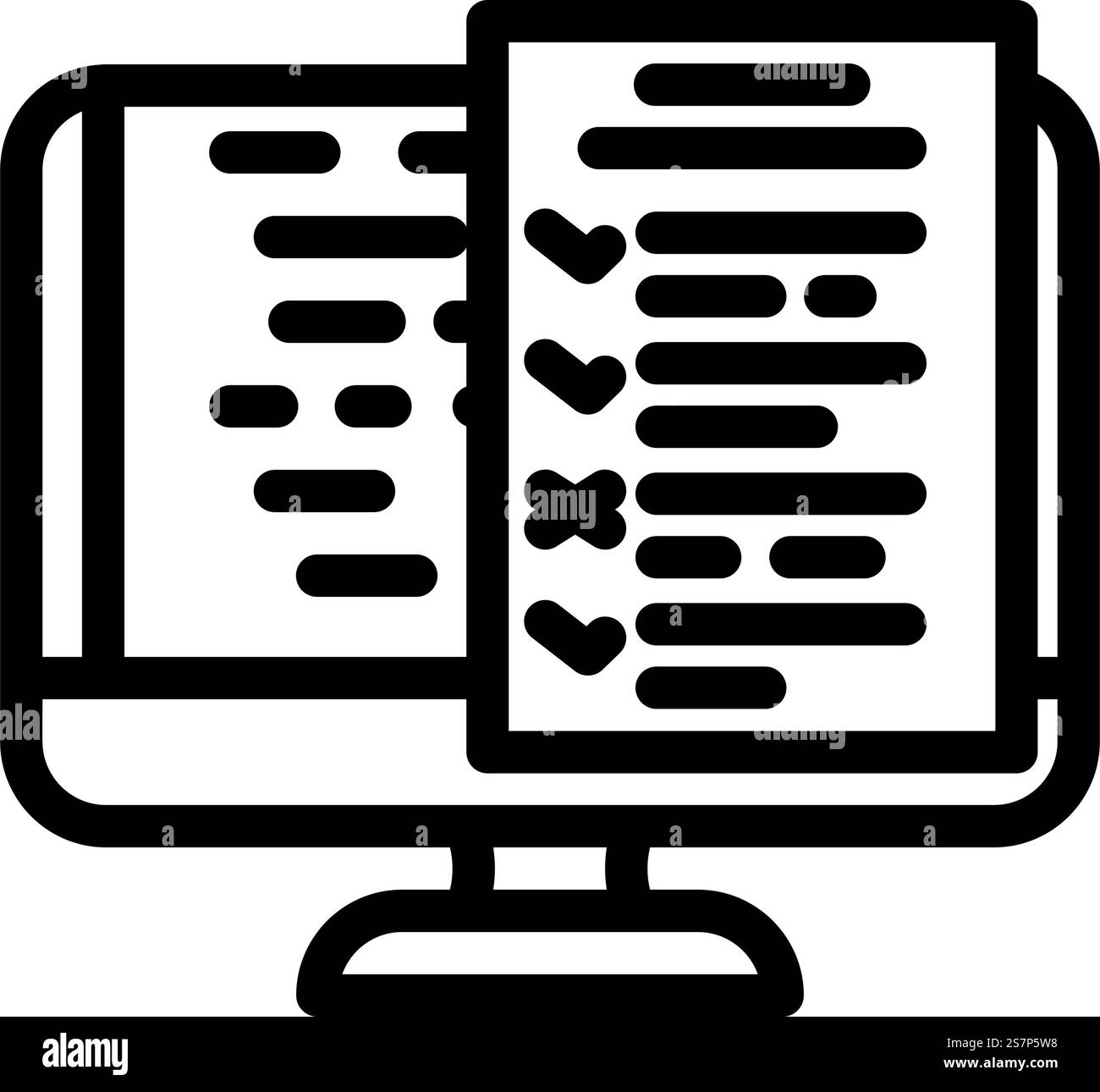 vecteur d'icône de ligne de test de logiciel. panneau de test de logiciel. illustration noire du symbole de contour isolé. illustration vectorielle d'icône de ligne de test de logiciel Illustration de Vecteur
