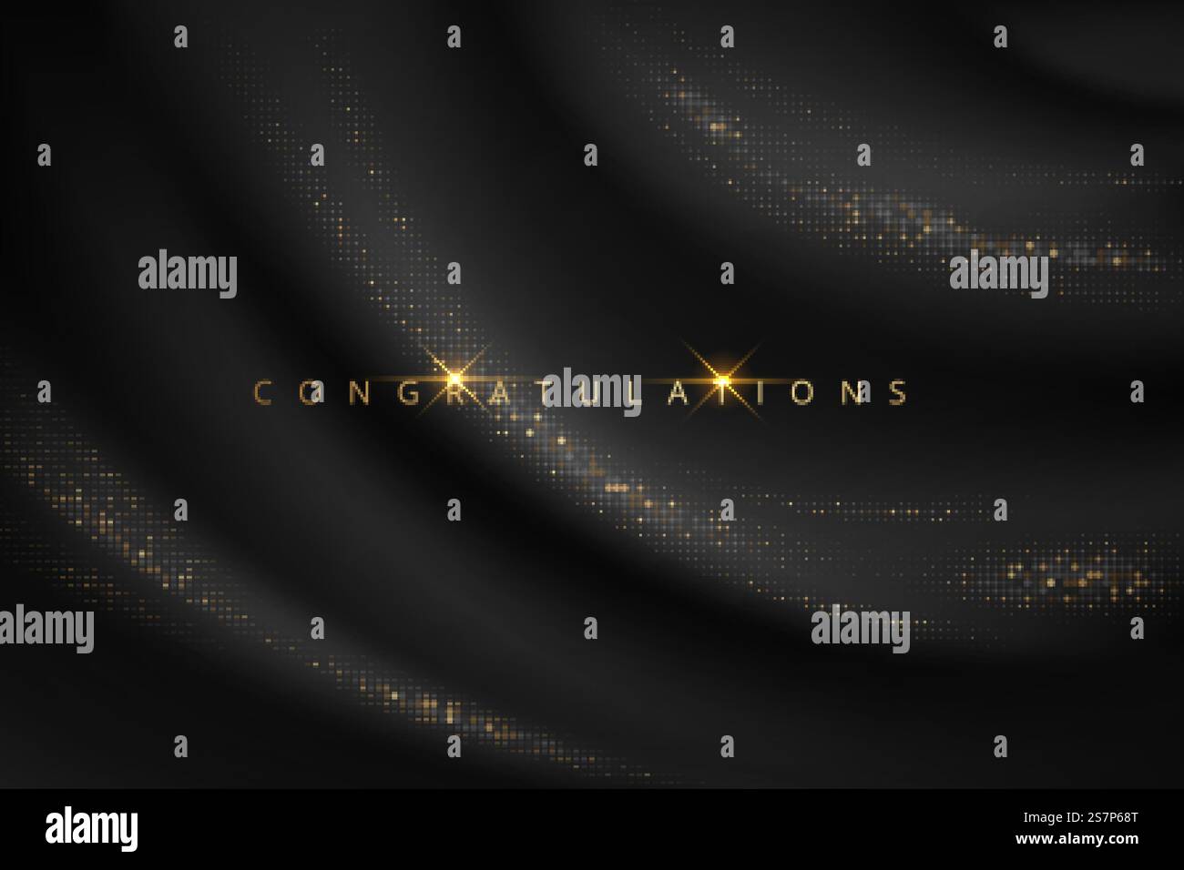 Félicitations prix d'or sur fond de soie noire Illustration de Vecteur