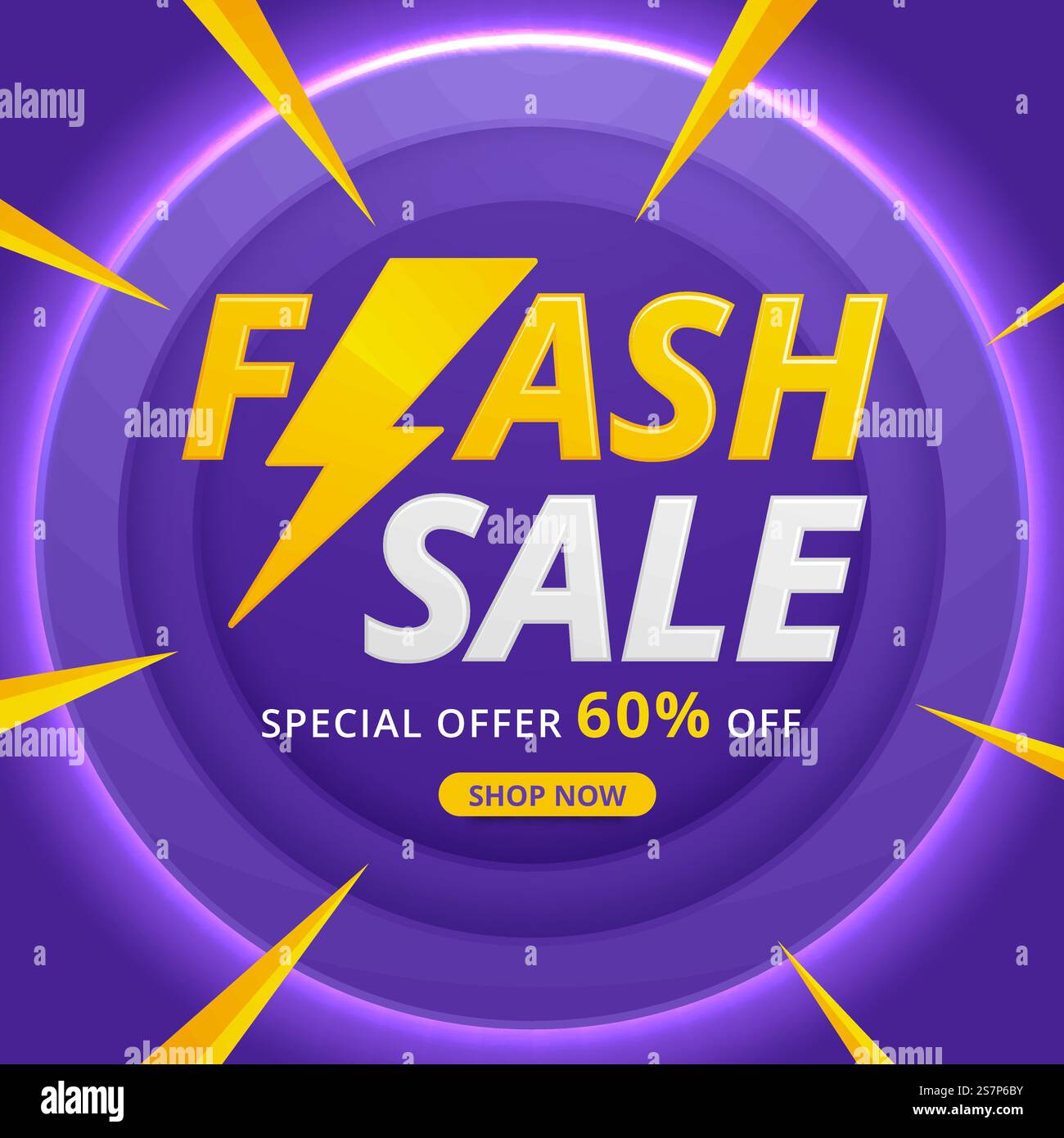 Affiche ou bannière de vente Flash avec icône Flash Illustration de Vecteur