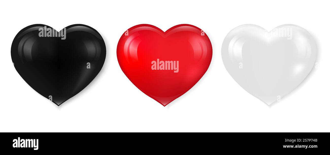Big Collection Hearts fond blanc isolé avec maillage dégradé, Illustration vectorielle Illustration de Vecteur