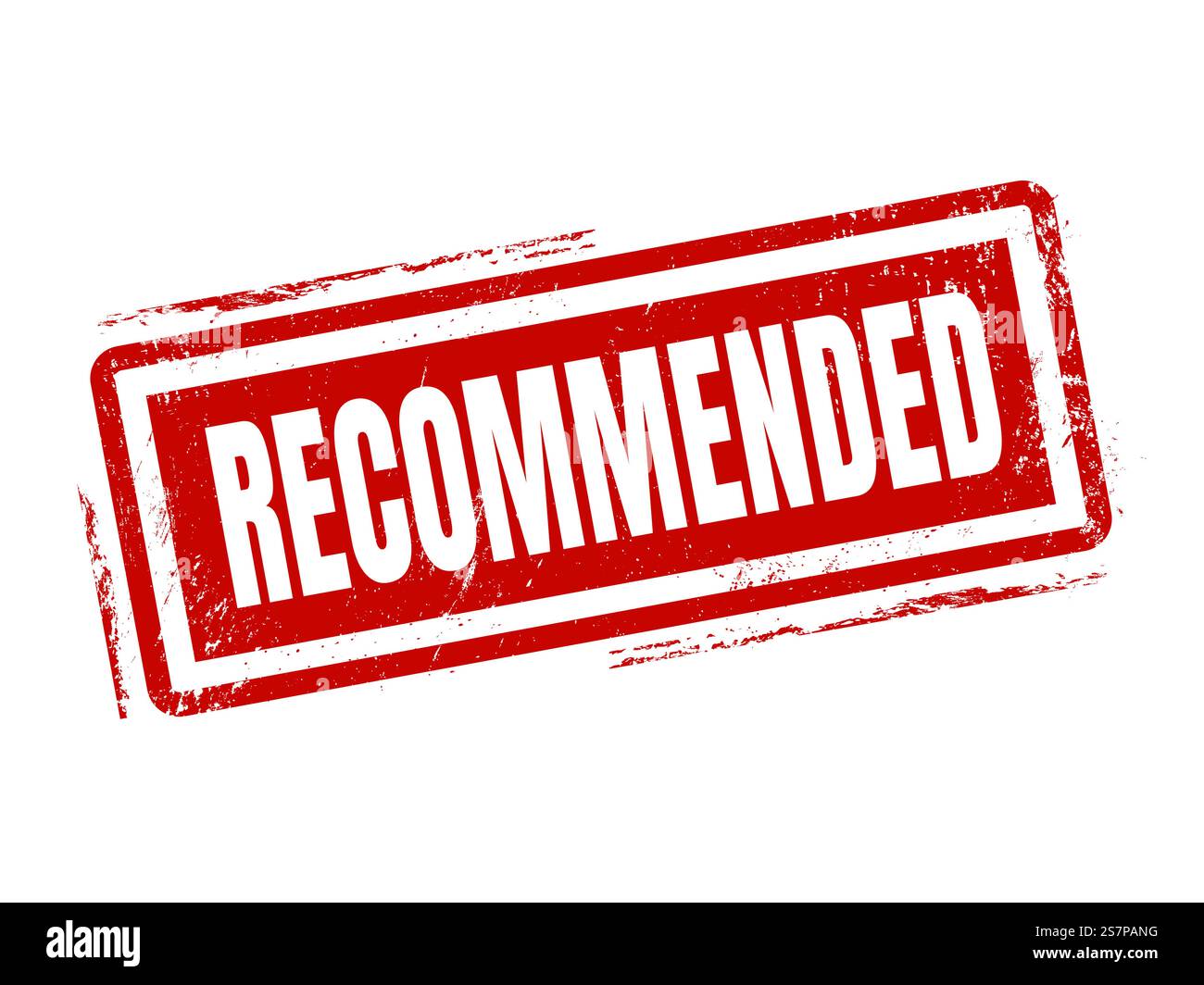 recommandé dans le style de timbre rouge, estampillé sur fond blanc. style de tampon rouge recommandé Illustration de Vecteur