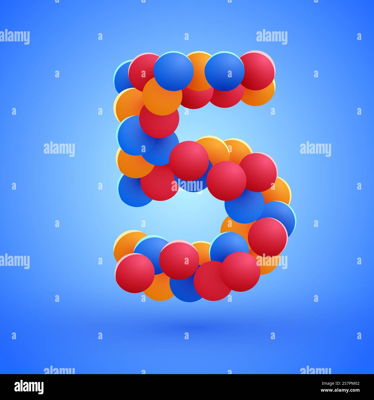 Numéro 5 fabriqué à partir de ballons festifs multicolores. Illustration vectorielle. Numéro 5 fabriqué à partir de ballons festifs multicolores. Illustration de Vecteur