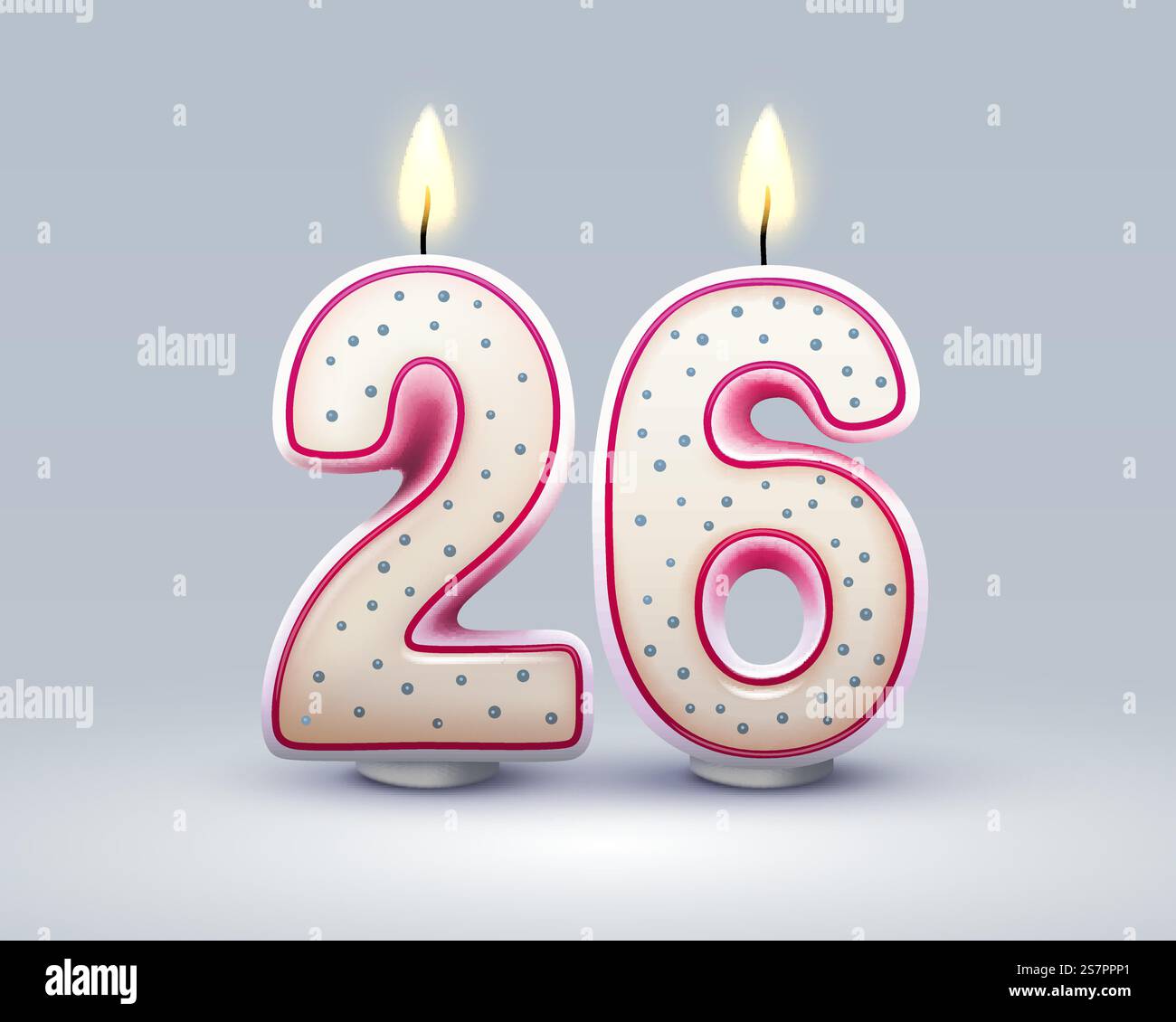 Joyeuses années d'anniversaire. 26 anniversaire de l'anniversaire, bougie sous forme de chiffres. Illustration vectorielle. Joyeuses années d'anniversaire. 26 anniversaire de l'anniversaire, bougie sous forme de chiffres. Vecteur Illustration de Vecteur