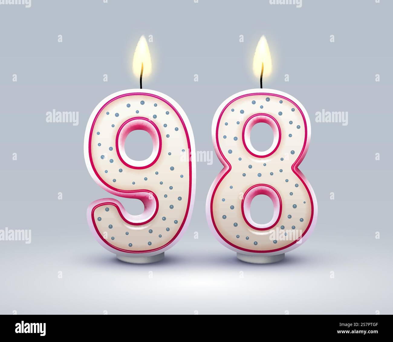Joyeuses années d'anniversaire. 98 anniversaire de l'anniversaire, bougie sous forme de chiffres. Illustration vectorielle. Joyeuses années d'anniversaire. 98 anniversaire de l'anniversaire, bougie sous forme de chiffres. Vecteur Illustration de Vecteur