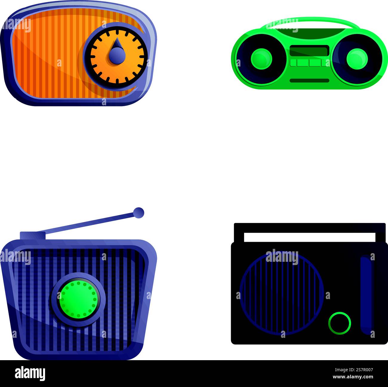 Les anciennes icônes de radio définissent le vecteur de dessin animé. Tuner radio vintage. Dispositif rétro. Les anciennes icônes de radio définissent le vecteur de dessin animé. Tuner radio vintage Illustration de Vecteur