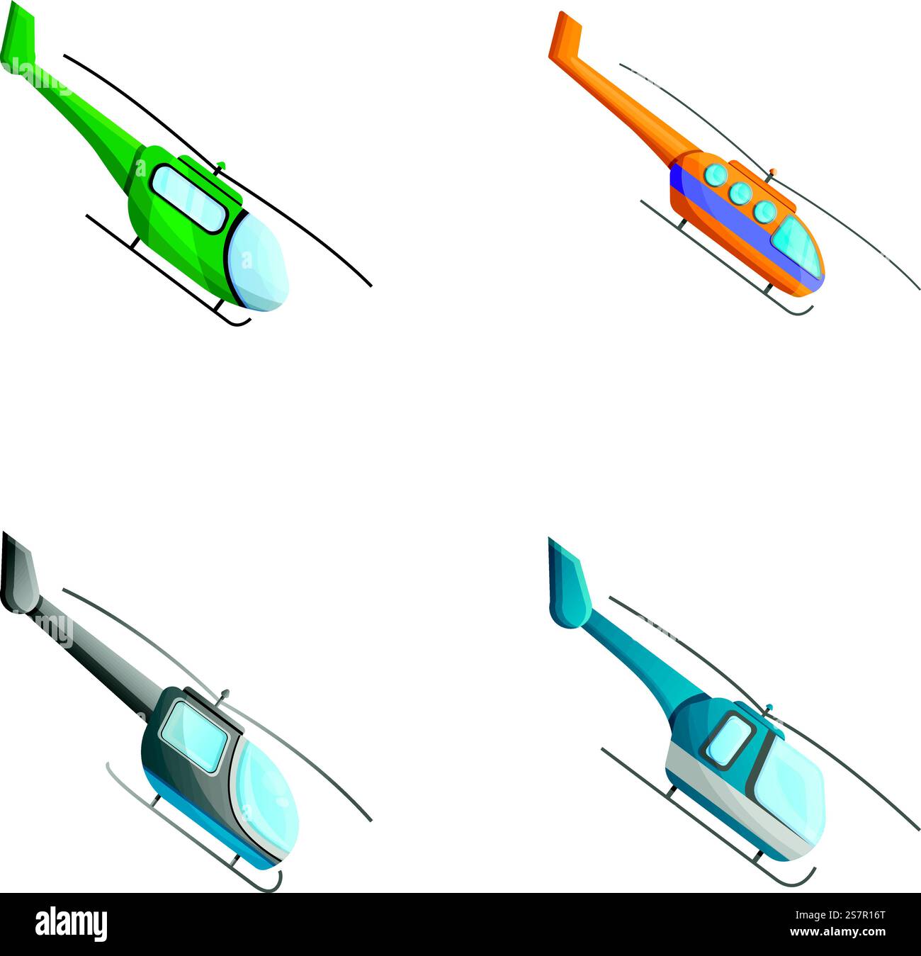 Icônes d'hélicoptère définissent le vecteur de dessin animé. Hélicoptère civil et militaire. Giravion, transport aérien. Icônes d'hélicoptère définissent le vecteur de dessin animé. Hélicoptère civil et militaire Illustration de Vecteur