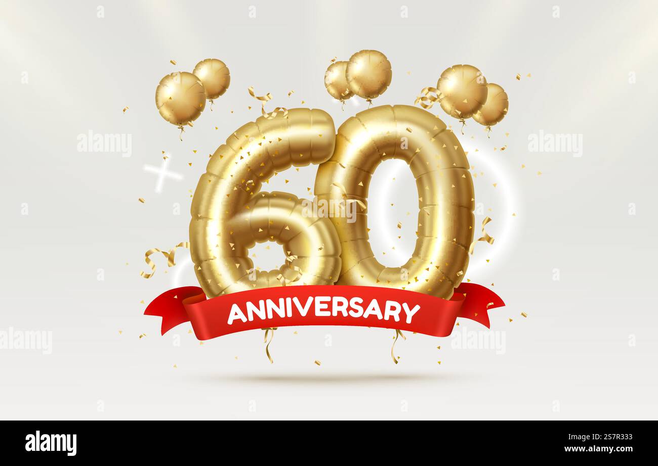 60 ans anniversaire de l'anniversaire de la personne, ballons sous forme de numéros de l'année. Illustration vectorielle. 60 ans anniversaire de l'anniversaire de la personne, ballons sous forme de numéros de l'année. Vecteur Illustration de Vecteur