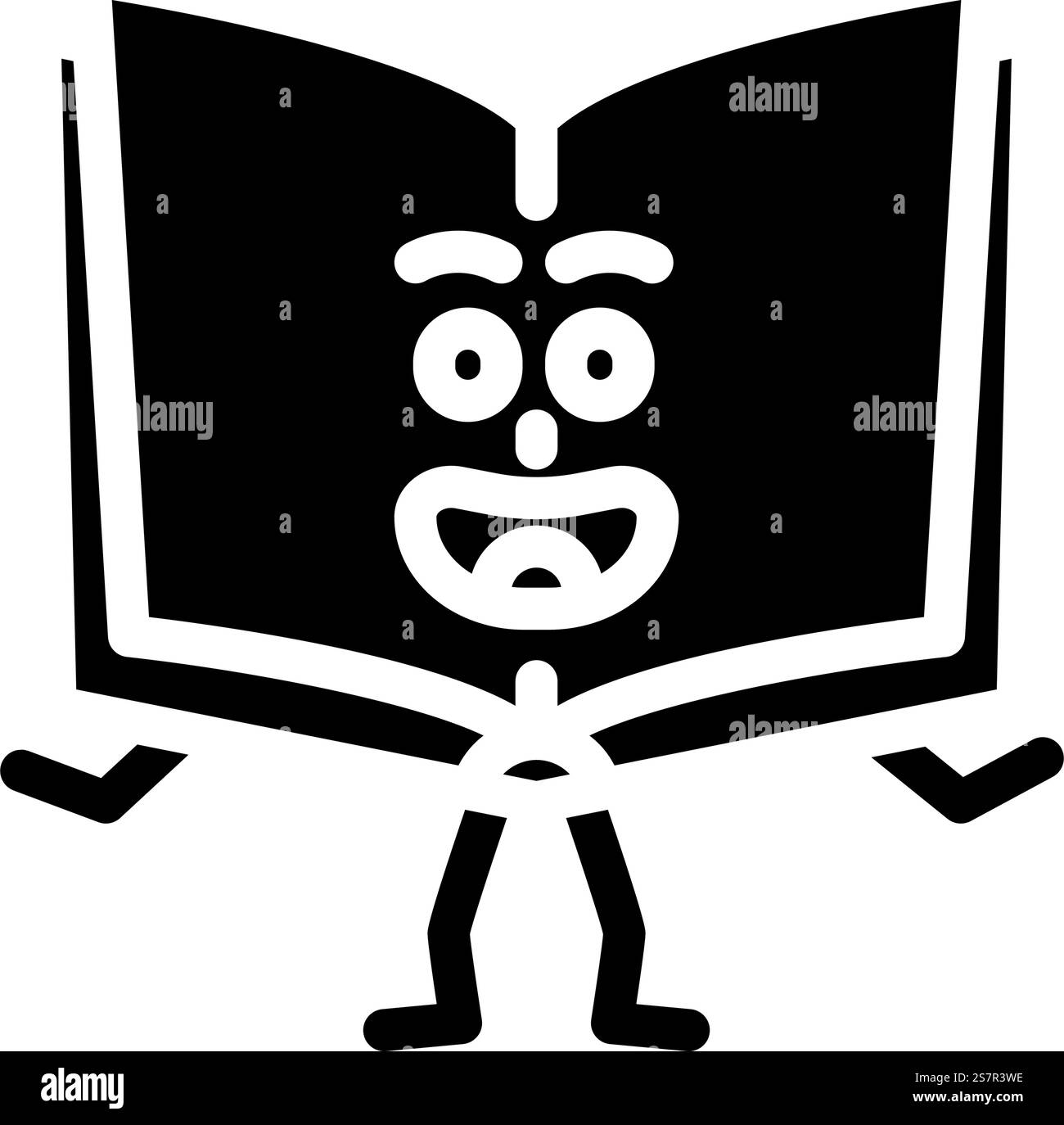 apprenez le vecteur d'icône de glyphe de caractère de livre. apprendre le signe de caractère de livre. illustration de symbole isolé. apprenez l'illustration vectorielle d'icône de glyphe de caractère de livre Illustration de Vecteur