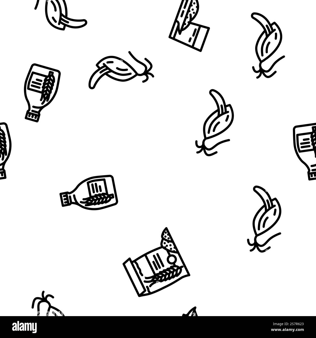 illustration de la ligne mince de modèle sans couture de vecteur de blé de grain d'orge. vecteur de modèle sans couture de blé de grain d'orge Illustration de Vecteur