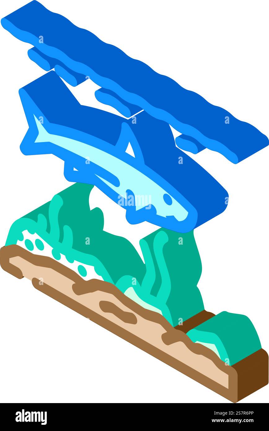 vecteur d'icône isométrique d'écologie marine. panneau écologie marine. illustration de symbole isolé. illustration vectorielle d'icône isométrique d'écologie marine Illustration de Vecteur
