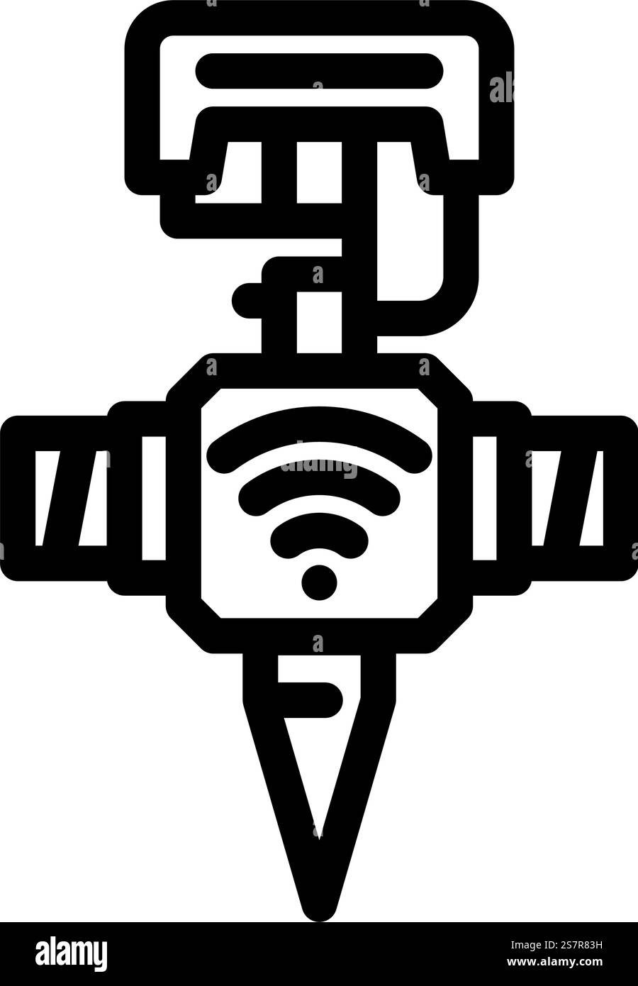 vecteur d'icône de ligne d'accueil d'arroseur de pelouse intelligent. panneau de maison d'arroseur de pelouse intelligent. illustration noire du symbole de contour isolé. illustration vectorielle d'icône de ligne d'accueil d'arrosage de pelouse intelligente Illustration de Vecteur