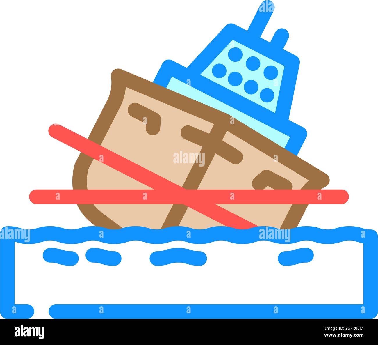 vecteur d'icône de couleur marine de stabilité du navire. panneau de signalisation pour la stabilité d'un navire. illustration de symbole isolé. illustration vectorielle d'icône de couleur marine de stabilité du navire Illustration de Vecteur